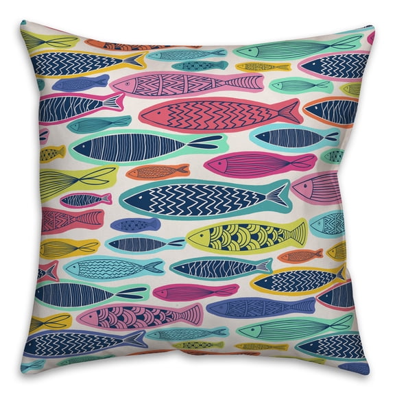 Creative Products Colorful School Of Fish Pattern 16x16 Spun Poly Pillow