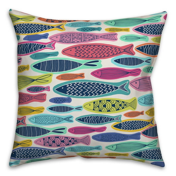 Creative Products Colorful School Of Fish Pattern 20x20 Spun Poly Pillow