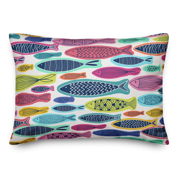 Creative Products Colorful School of Fish Pattern 14x20 Spun Poly Pillow