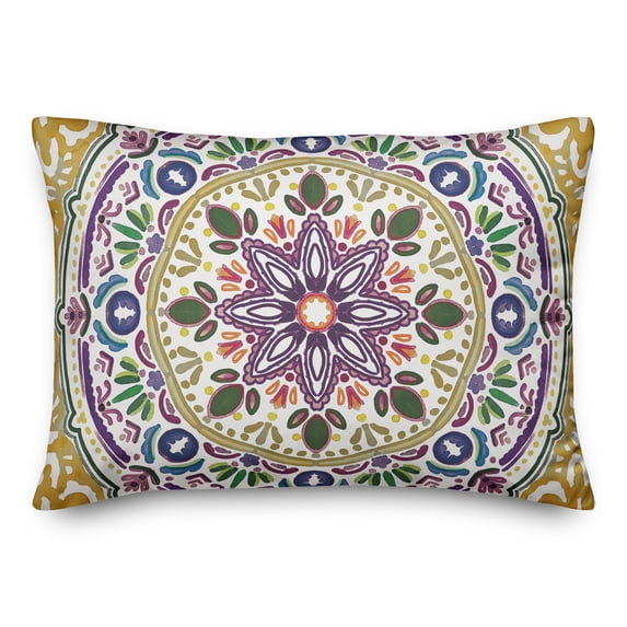 Creative Products Colorful Yellow Purple Medallion 14x20 Indoor / Outdoor Pillow
