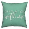 thumbnail image 1 of Creative Products Come and Sit With Me Script Mint 16x16 Indoor / Outdoor Pillow, 1 of 2