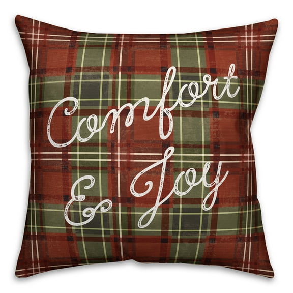 Creative Products Comfort and Joy, Merry and Bright 18x18 Spun Poly Pillow