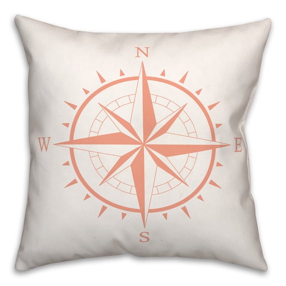 Creative Products Compass Coral 18x18 Spun Poly Pillow