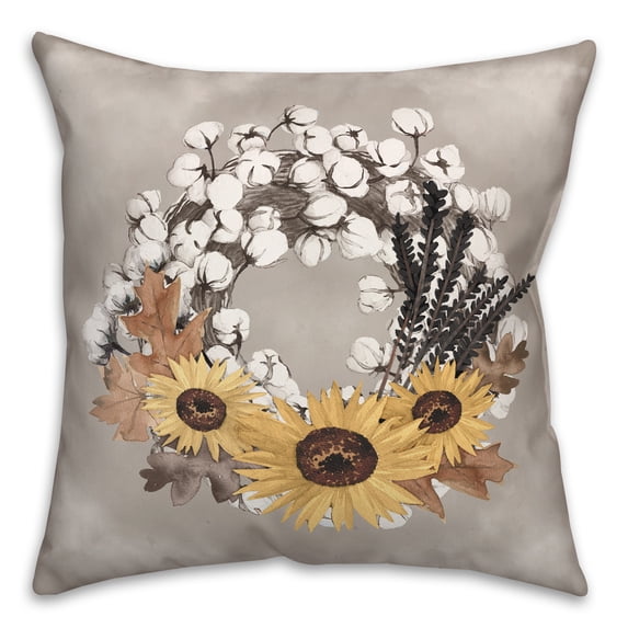 Creative Products Cotton Harvest Wreath 18 x 18 Spun Poly Pillow