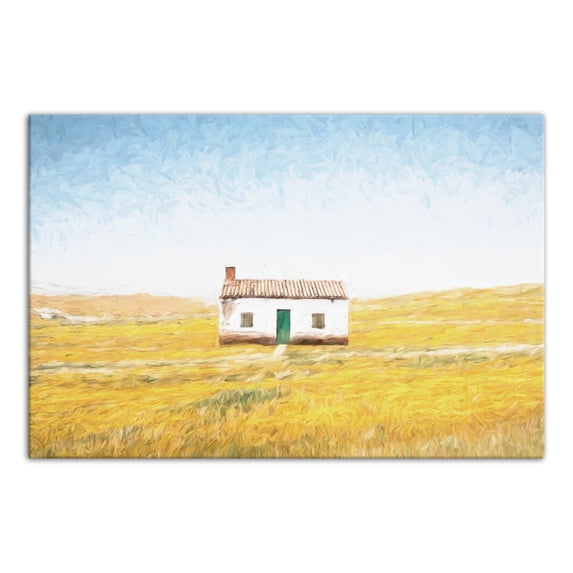 Creative Products Country Cottage in Yellow Field Landscape 24x36 Canvas Wall Art