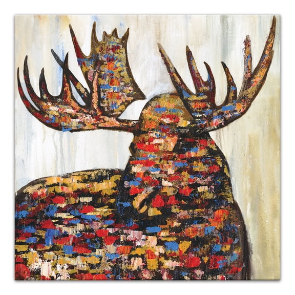 Creative Products Crazy Painted Moose Colors 24x24 Canvas Wall Art