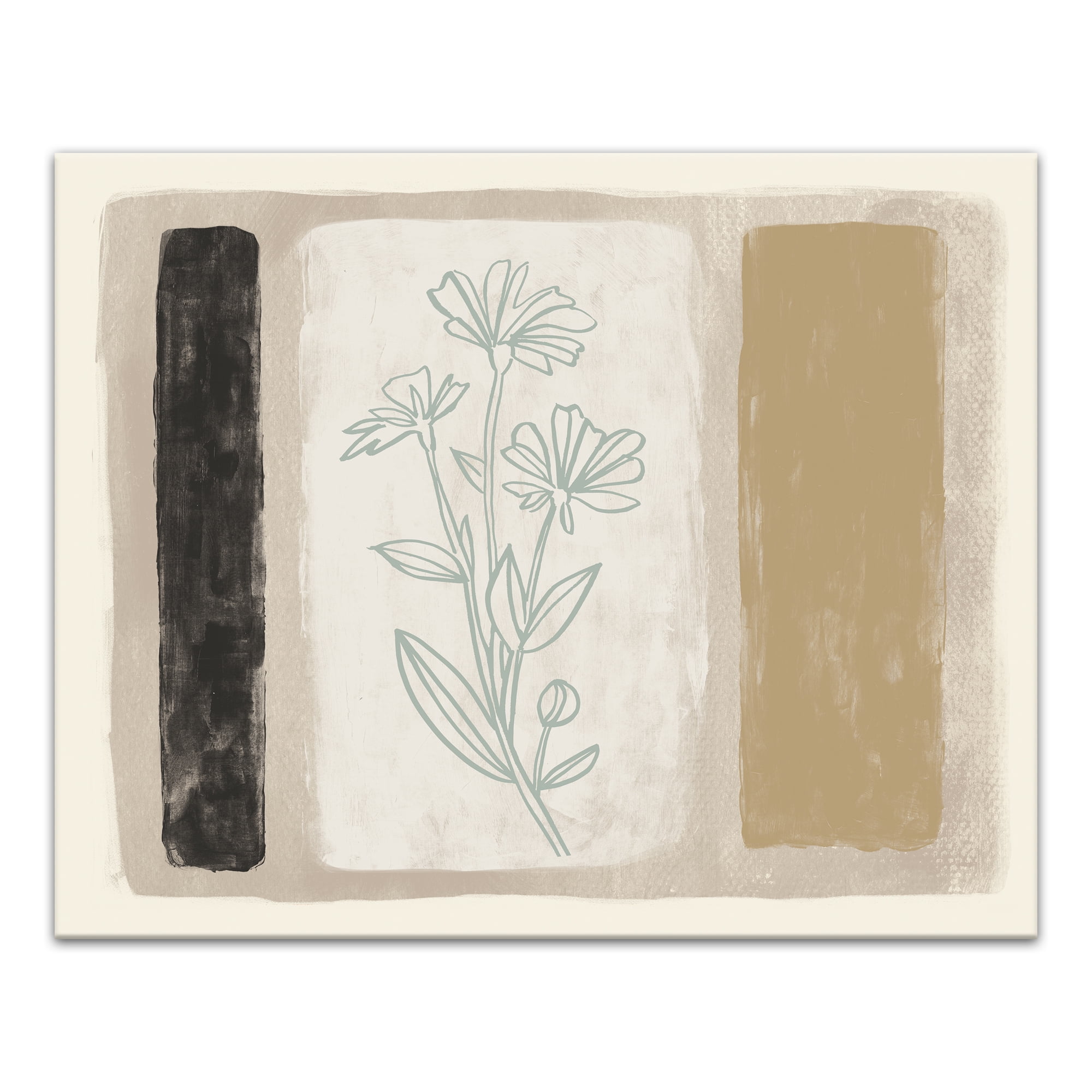 Cream and Beige Abstract Floral Canvas Wall Art, 20 x 16 Inches
