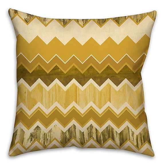Creative Products Cream And Gold Chevron Spun Polyester Throw Pillow - 16x16