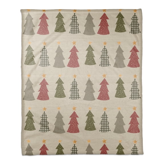 Creative Products Cream Tree Pattern 50 x 60 Coral Fleece Blanket