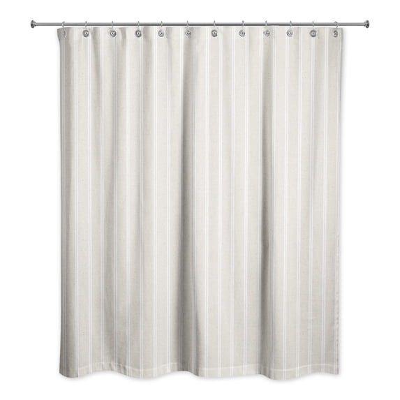 Creative Products Cream and White Ticking Stripe 71x74 Shower Curtain