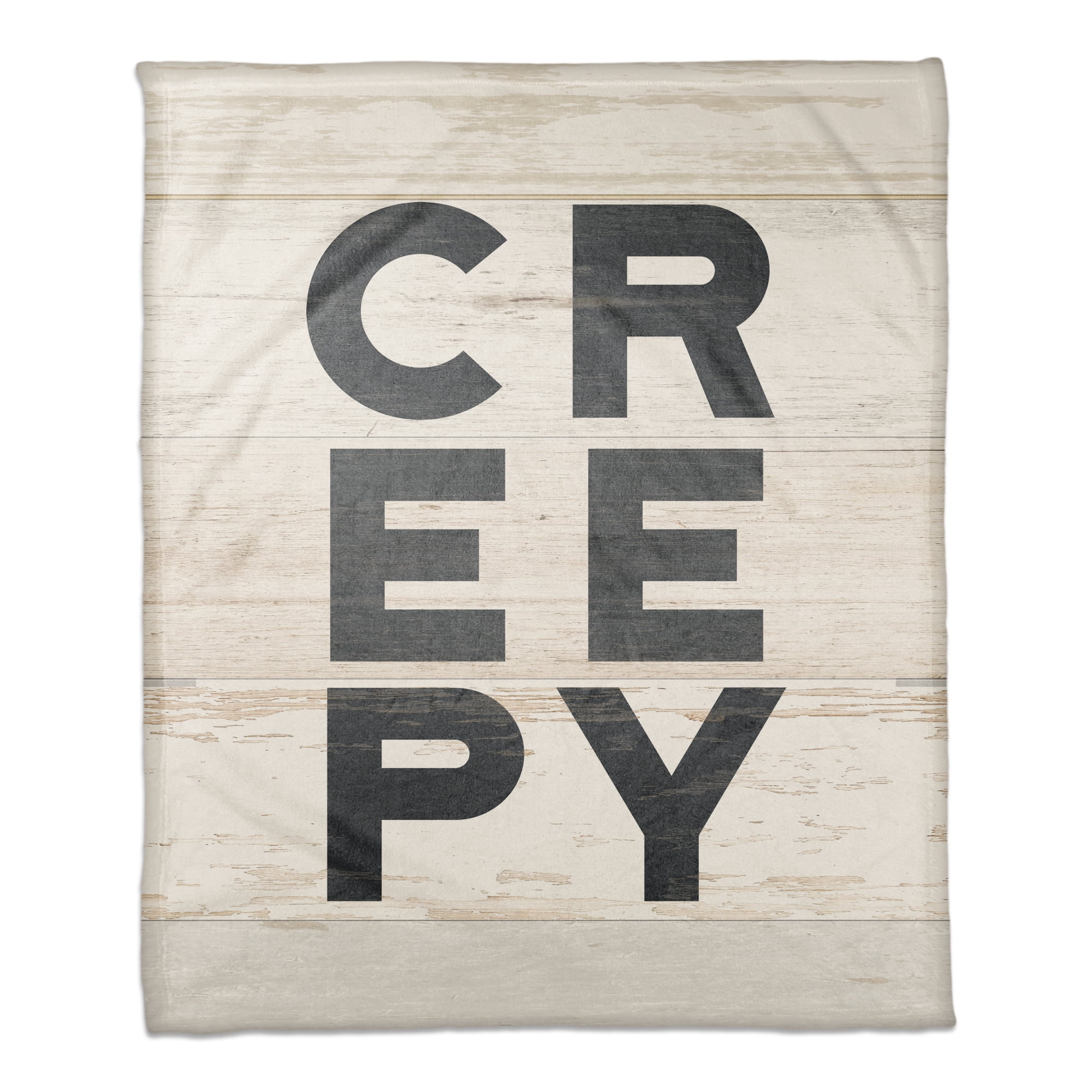 Creepy Halloween Beige and Black Fleece Throw Blanket
