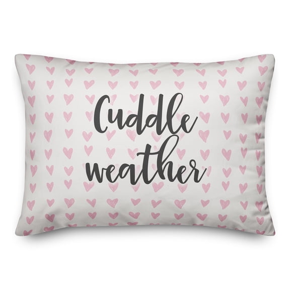 Creative Products Cuddle Weather in Pink Hearts Pattern 14x20 Spun Poly Pillow