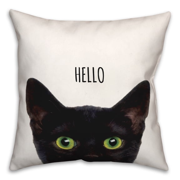 Creative Products Curious Hello Black Cat 16 x 16 Spun Poly Pillow