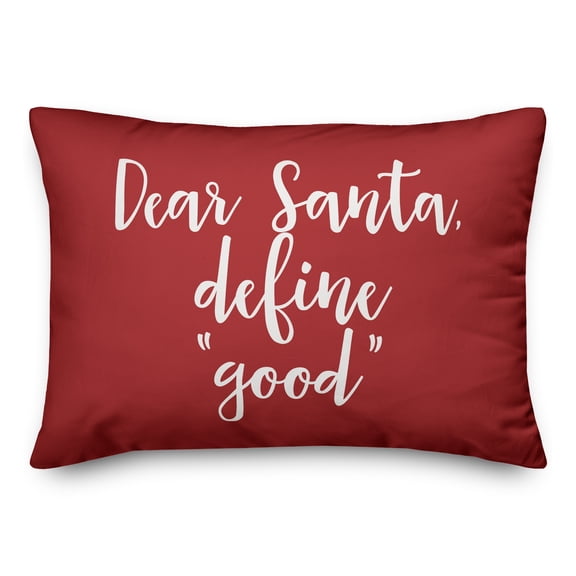 Creative Products Daear Santa, Define Good in Red 14x20 Spun Poly Pillow