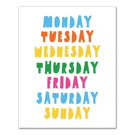 Creative Products Days of the Week 24x30 Canvas Wall Art