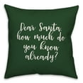 thumbnail image 1 of Creative Products Dear Santa in Dark Green 18x18 Spun Poly Pillow, 1 of 2