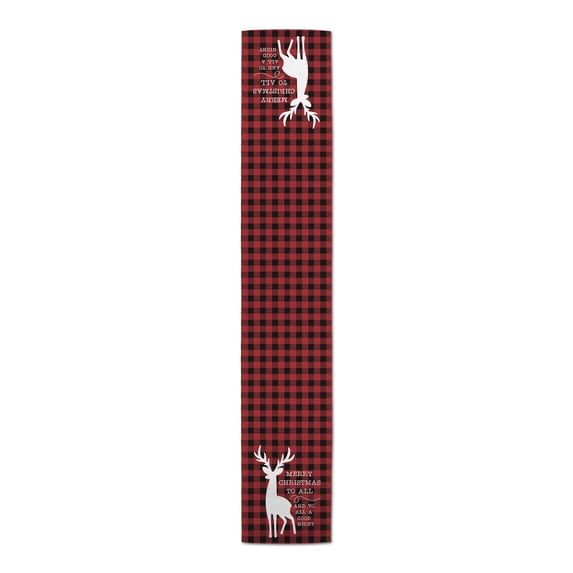 Creative Products Deer Merry Buffalo Check 16x72 Poly Twill Table Runner