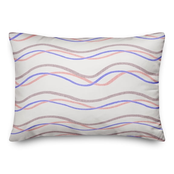Creative Products Delicate Blue And Pink Squiggles 20 x 14 Indoor / Outdoor Pillow