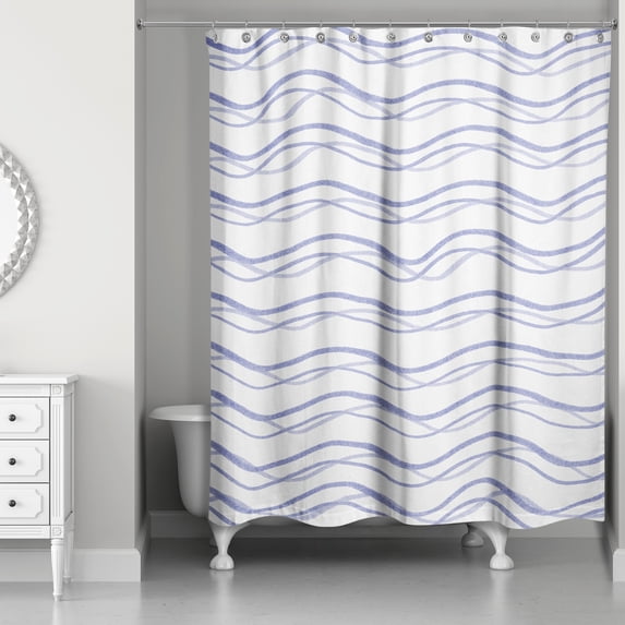 Creative Products Delicate Squiggles Navy 71 x 74 Shower Curtain