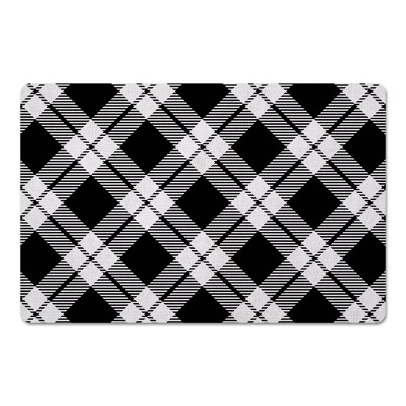 Creative Products Diagonal Plaid Black 27x18 Floor Mat