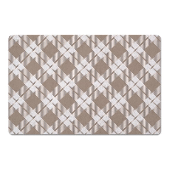 Creative Products Diagonal Plaid Tan 27x18 Floor Mat