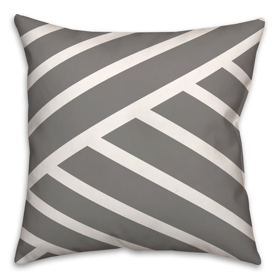 Creative Products Diagonal Stripes Gray 20 x 20 Indoor / Outdoor Pillow