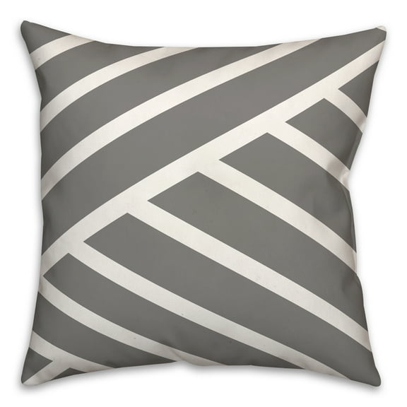 Creative Products Diagonal Stripes Gray 18 x 18 Indoor / Outdoor Pillow
