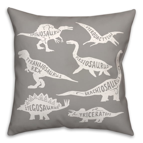 Creative Products Dino Names White and Gray 16x16 Spun Poly Pillow