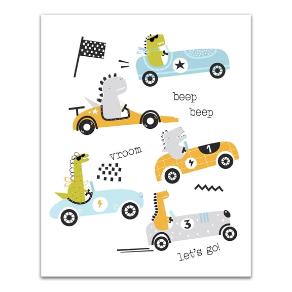 Creative Products Dino Racecars 24 x 30 Canvas Wall Art