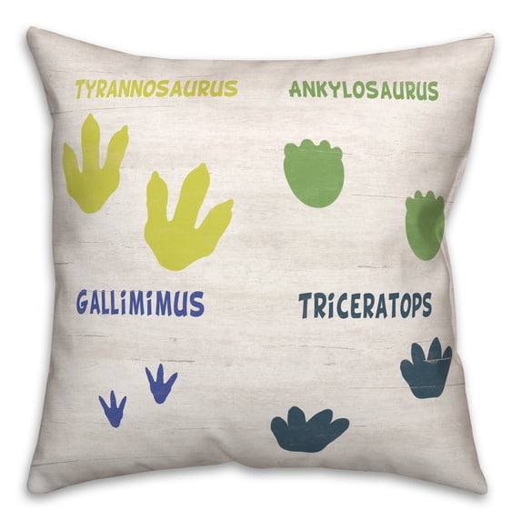 Creative Products Dinosaur Footprints 16x16 Spun Poly Pillow