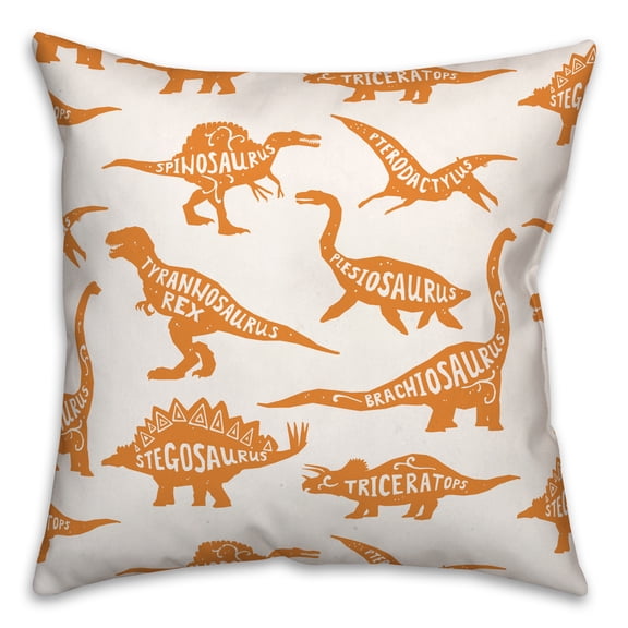 Creative Products Dinosaurs with Names Orange 18x18 Spun Poly Pillow
