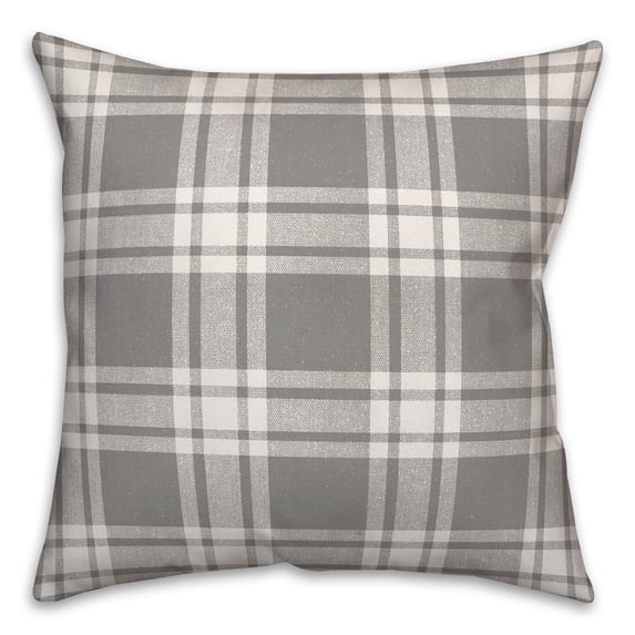 Creative Products Distress Plaid Gray 20 x 20 Indoor / Outdoor Pillow