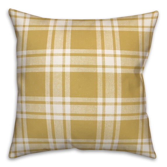 Creative Products Distress Plaid Yellow 16 x 16 Indoor / Outdoor Pillow