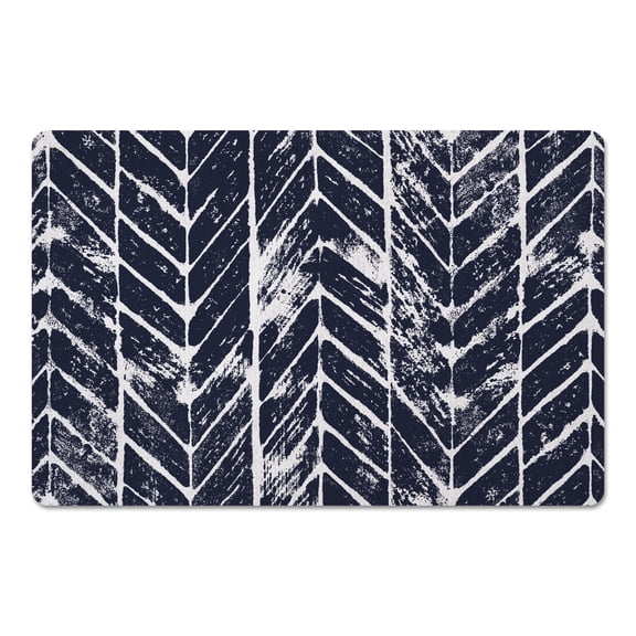 Creative Products Distressed Chevron Navy 27x18 Floor Mat