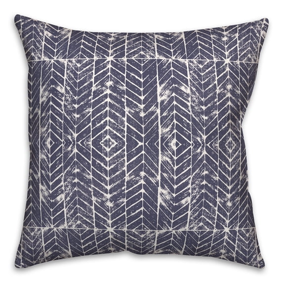 Creative Products Distressed Indigo Chevron 18x18 Spun Poly Pillow