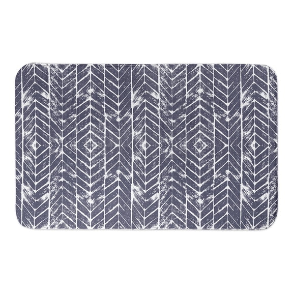 Creative Products Distressed Indigo Chevron 34x21 Bath Mat