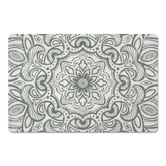 Creative Products Distressed Medallion Mandala Sage 27x18 Floor Mat