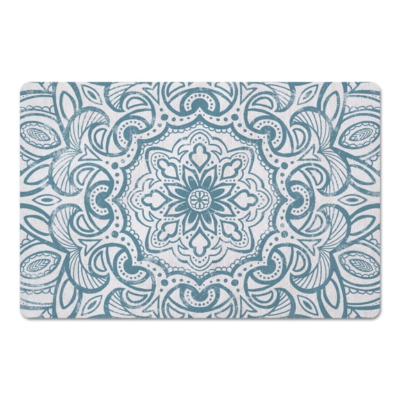 Creative Products Distressed Medallion Mandala Sea Glass 27x18 Floor Mat
