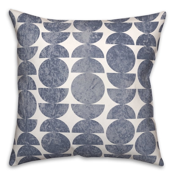Creative Products Distressed Navy Circle Pattern 18x18 Spun Poly Pillow