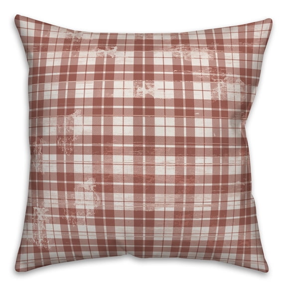 Creative Products Distressed Red Plaid 26x26 Spun Poly Pillow