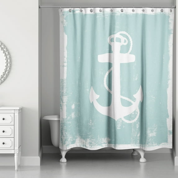 Creative Products Distressed Teal Anchor Silhouette 71x74 Shower Curtain