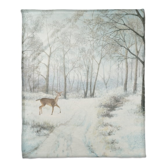 Creative Products Doe Walking In The Snow 50 x 60 Coral Fleece Blanket