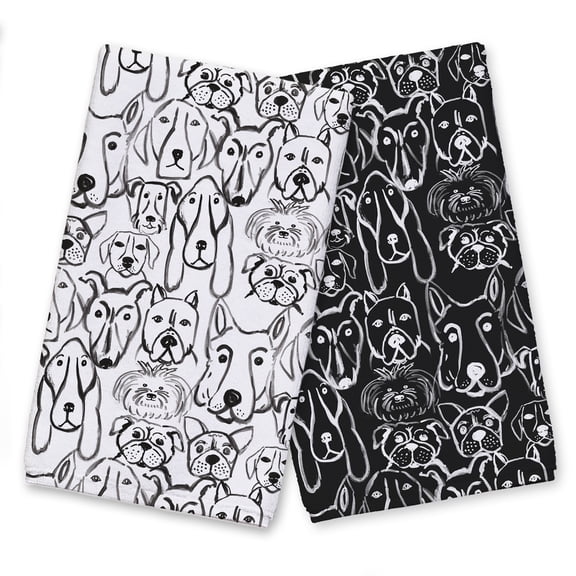 Creative Products Dog Face Sketch 16 x 25 Tea Towel Set of 2