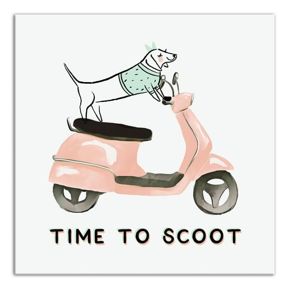 Creative Products Dog Scooter Pink Mint 6 12 x 12 Canvas Wall Art