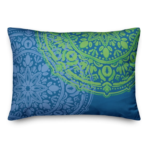 Creative Products Double Medallion Blue Green 14x20 Indoor / Outdoor Pillow