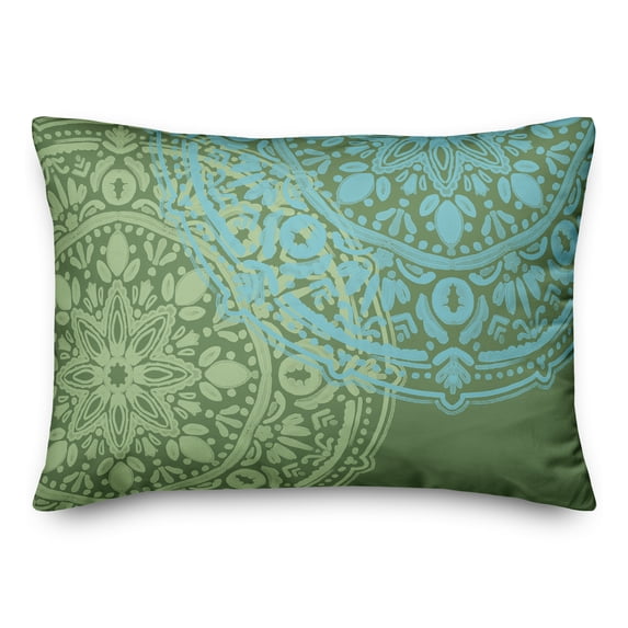 Creative Products Double Medallion Green Blue 14x20 Indoor / Outdoor Pillow