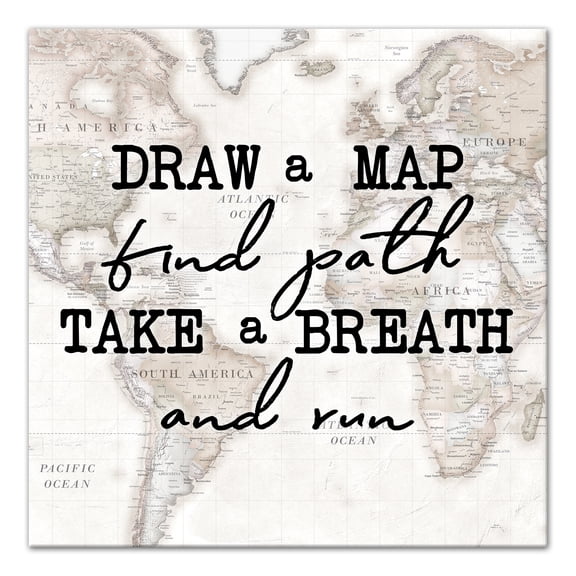 Creative Products Draw a Map 16 x 16 Canvas Wall Art