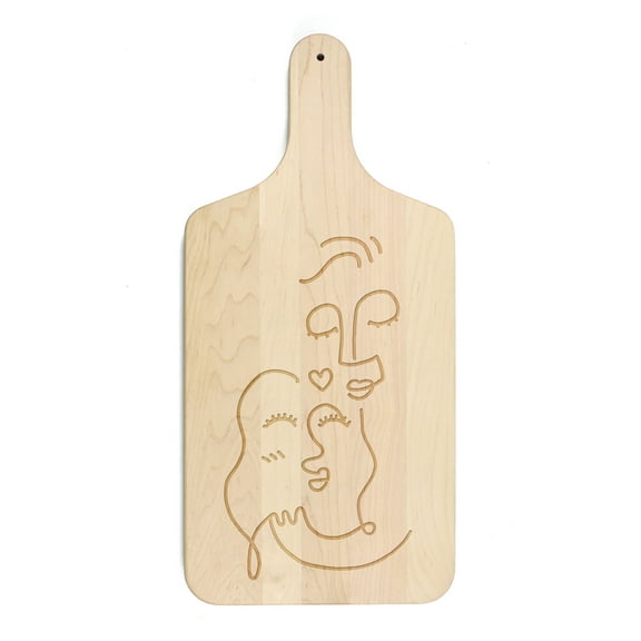 Creative Products Drawn Love Faces 8 x 17 Maple Paddle Cutting Board