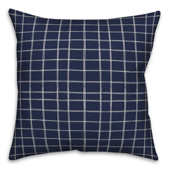 Creative Products Drawn Plaid in Blue 16x16 Spun Poly Pillow