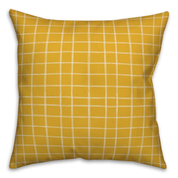 Creative Products Drawn Plaid in Yellow 16x16 Spun Poly Pillow